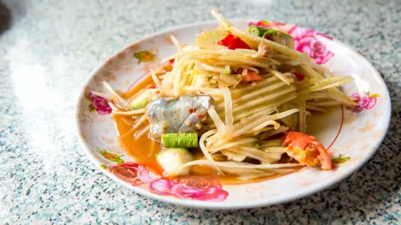 Fermented papaya in Thai Salad